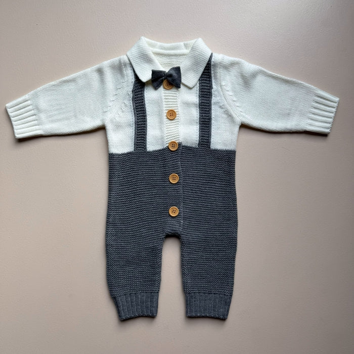 Classic Bow Knit Baby Suit