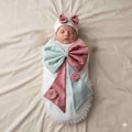 Mint Rose Bow Luxe Swaddle Set