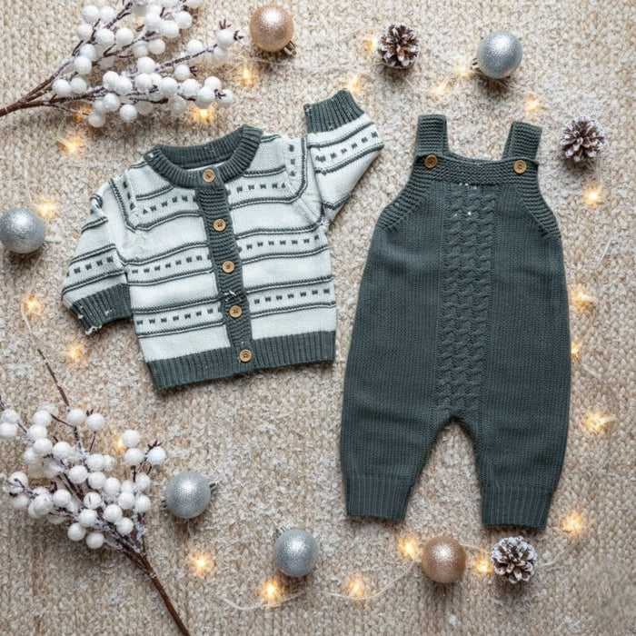 Evergreen Heritage Knit Cardigan & Jumpsuit Set