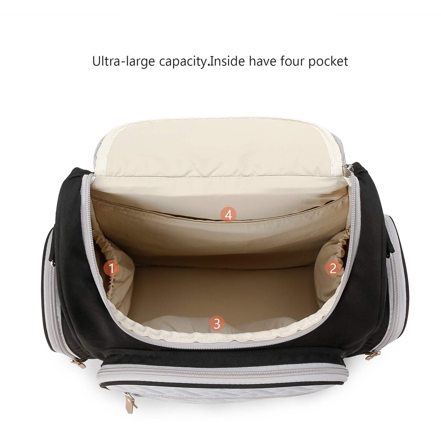 Monochrome Quilted Comfort Diaper Bag