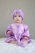 Lilac Glow Baby Romper and Turban Set