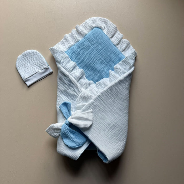 Powder Blue Heirloom Reversible Muslin Drape Set
