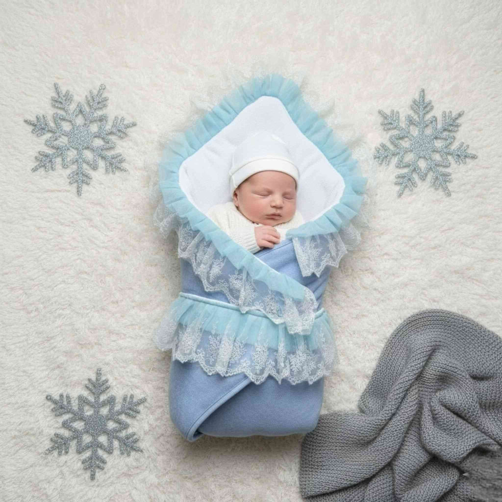 Winter Sky Heirloom Knit Baby Drape