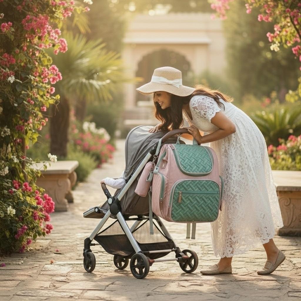 Blush and Breeze Quilted Diaper Bag