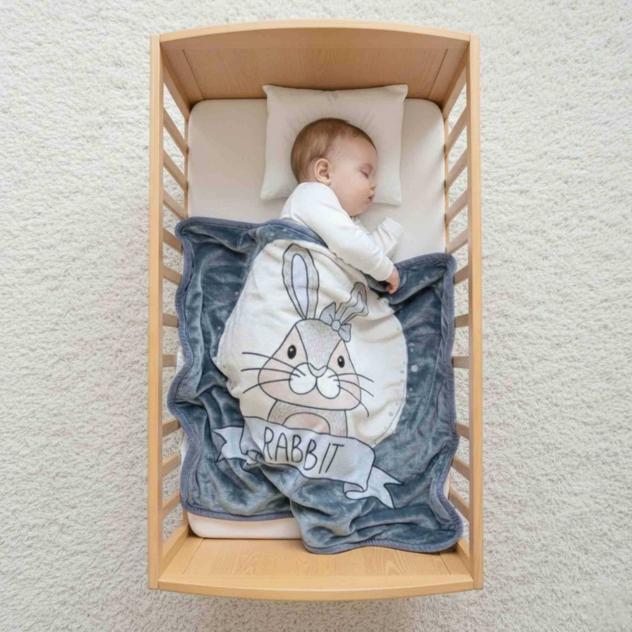 Baby Aroosa Grey Bunny Snuggle Blanket