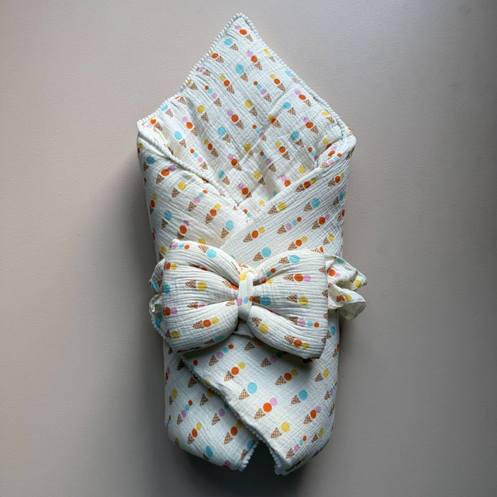 Sweet Scoops Cotton Baby Drape & Cap Set