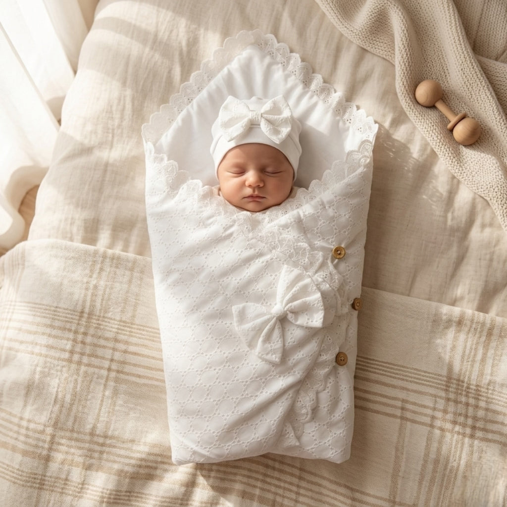 Aria Heritage Baby Drape and Cap Set