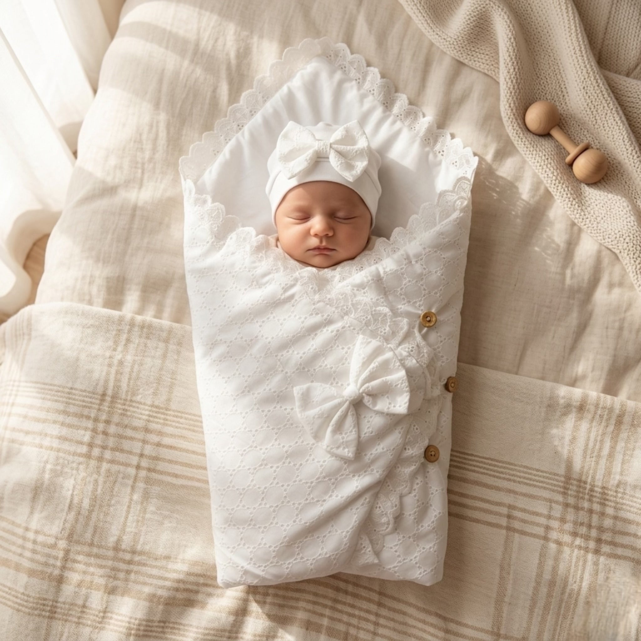 Aria Heritage Baby Drape and Cap Set