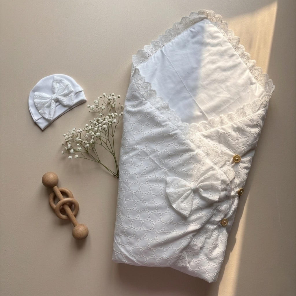 Aria Heritage Baby Drape and Cap Set