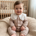 Blossom Heritage Muslin Romper – Sand Beige