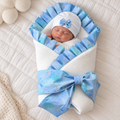 Blue Pearl Elegance – Muslin Drape & Cap Set