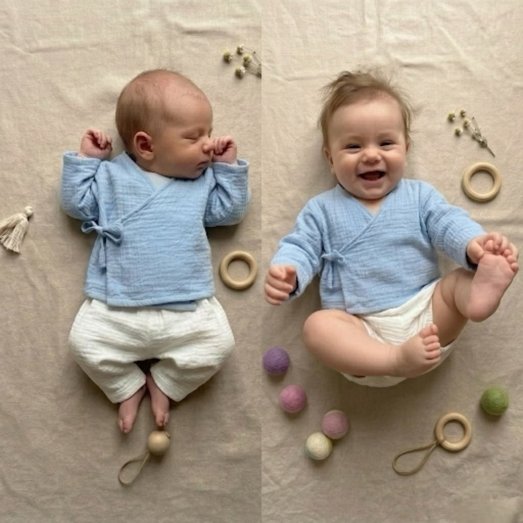 Blue Breeze & Ivory Bloom Muslin Set