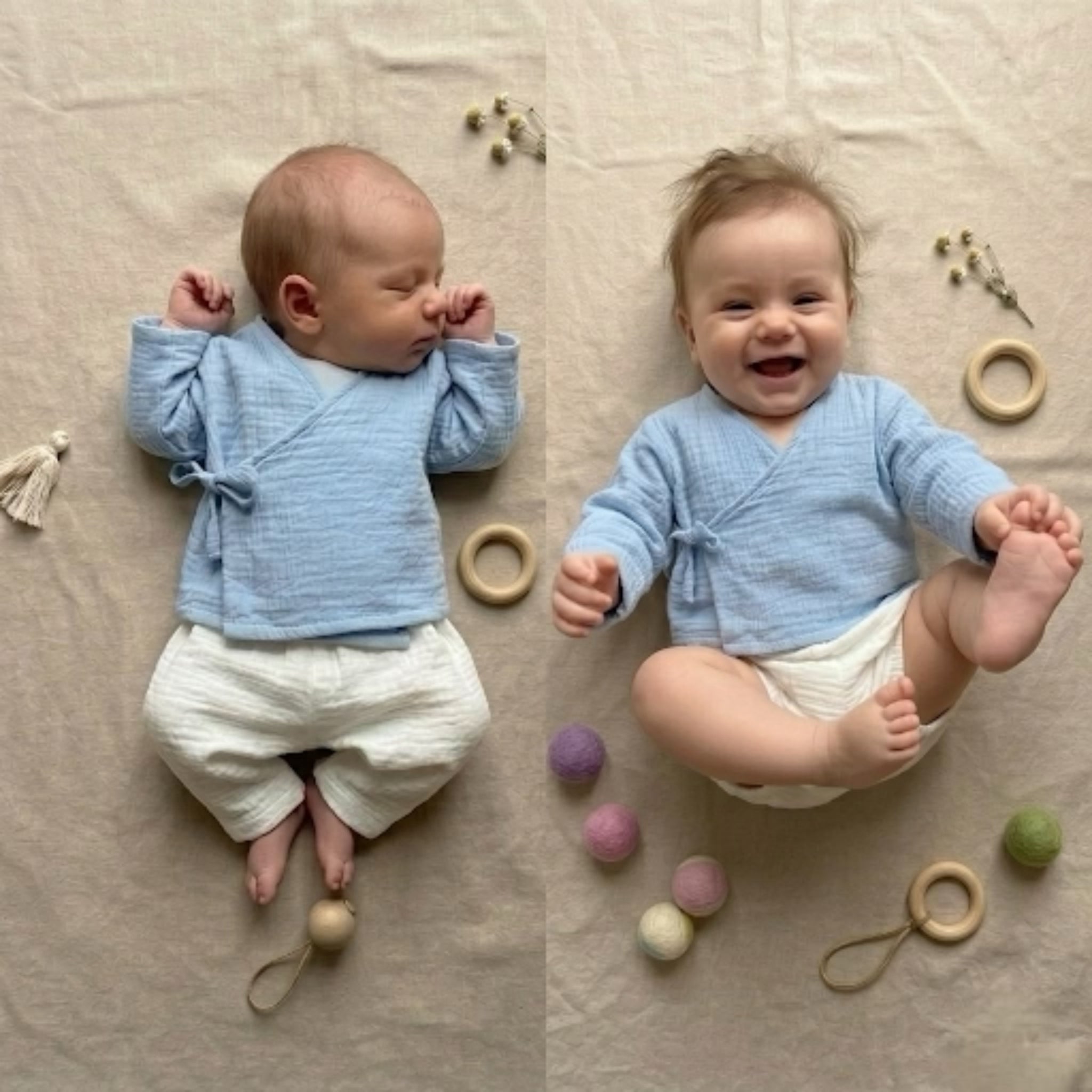 Blue Breeze & Ivory Bloom Muslin Set
