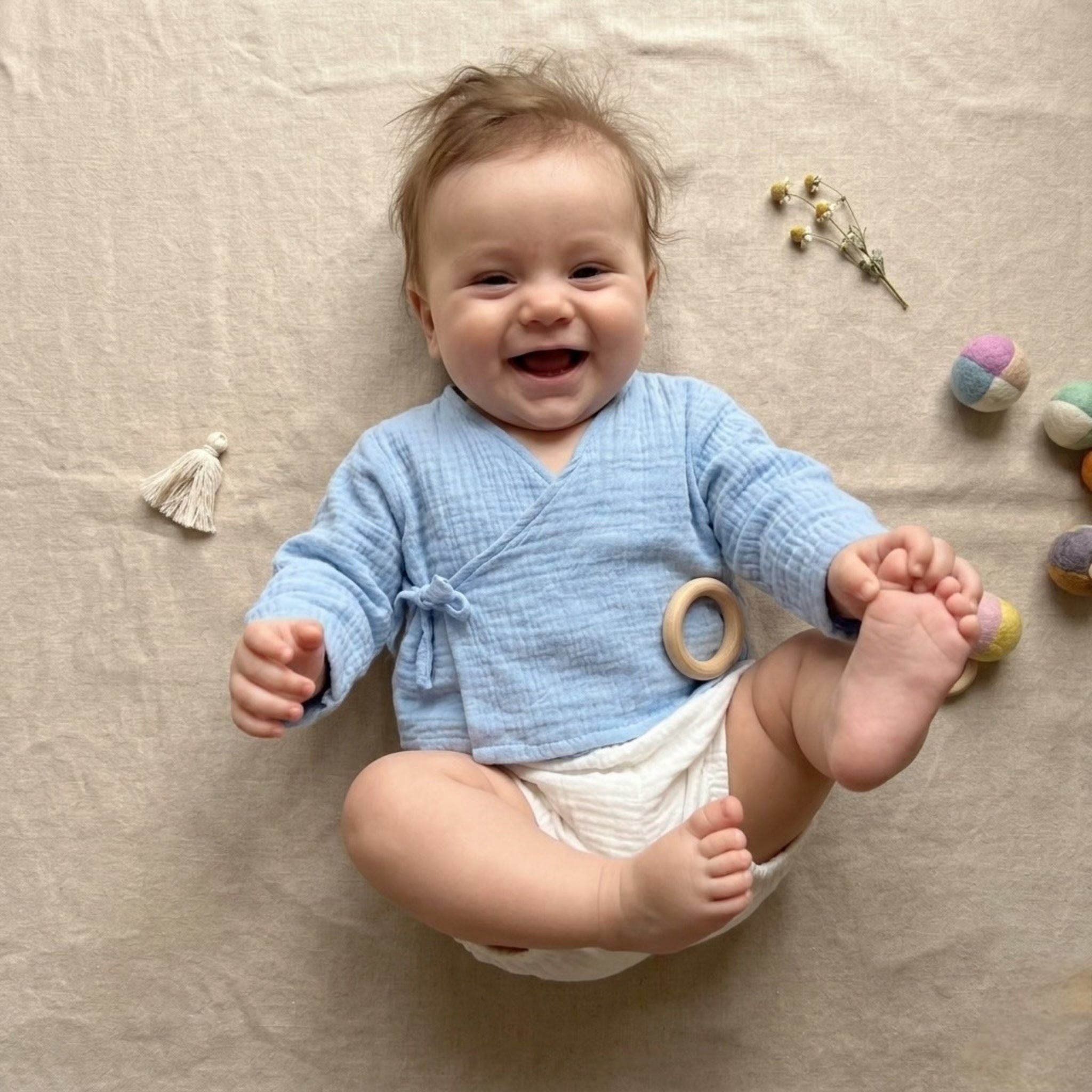 Blue Breeze & Ivory Bloom Muslin Set
