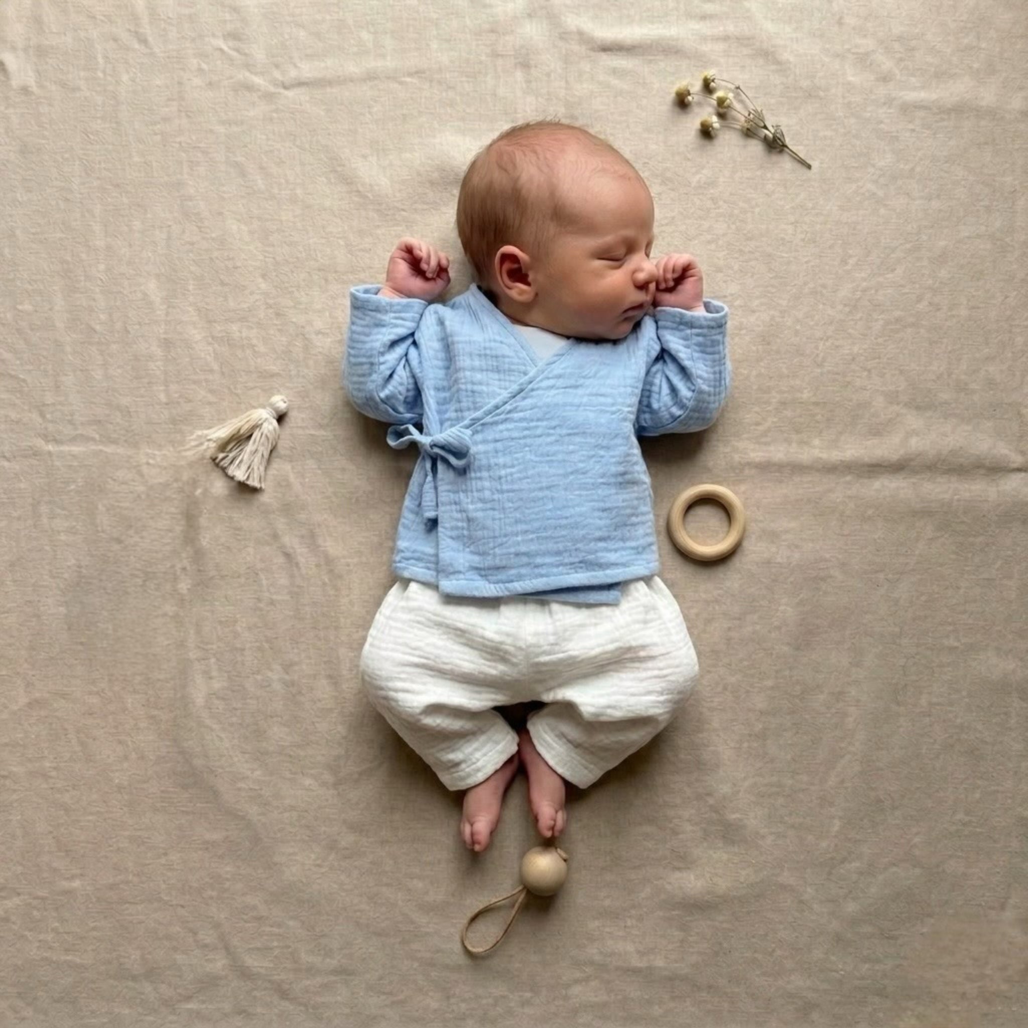 Blue Breeze & Ivory Bloom Muslin Set