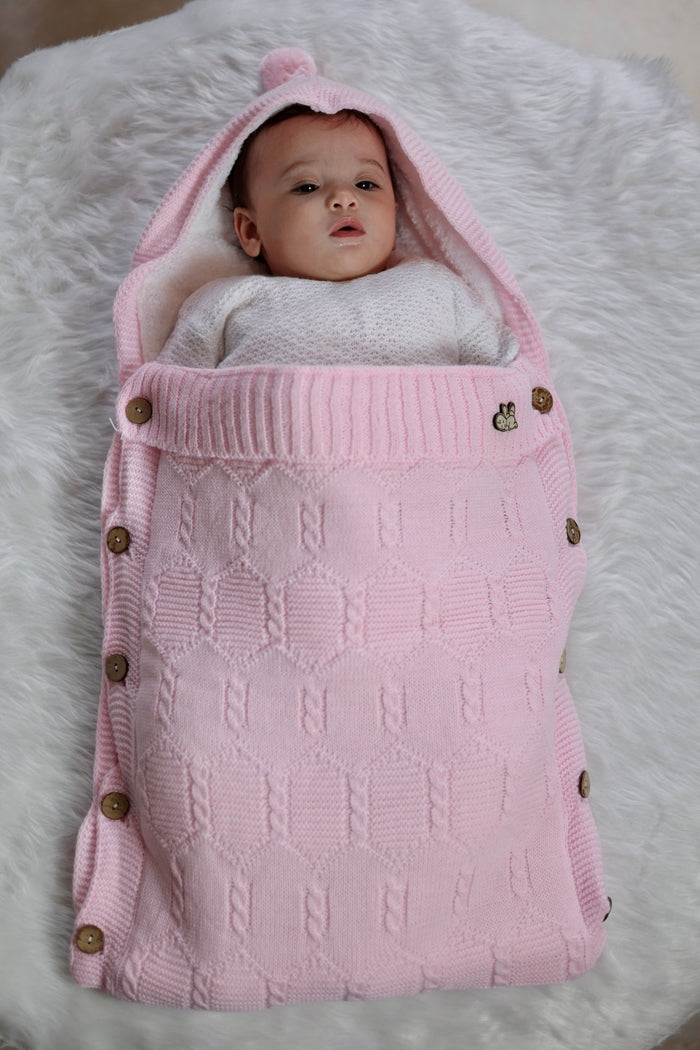 Blush Cocoon Fur Lined Baby Swaddle