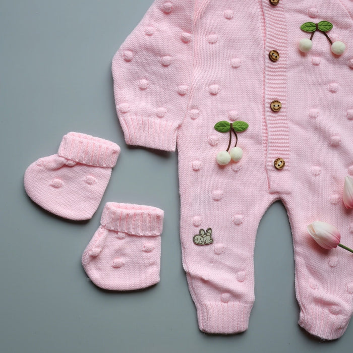 Blush Cherry Knitted Winter Jumpsuit