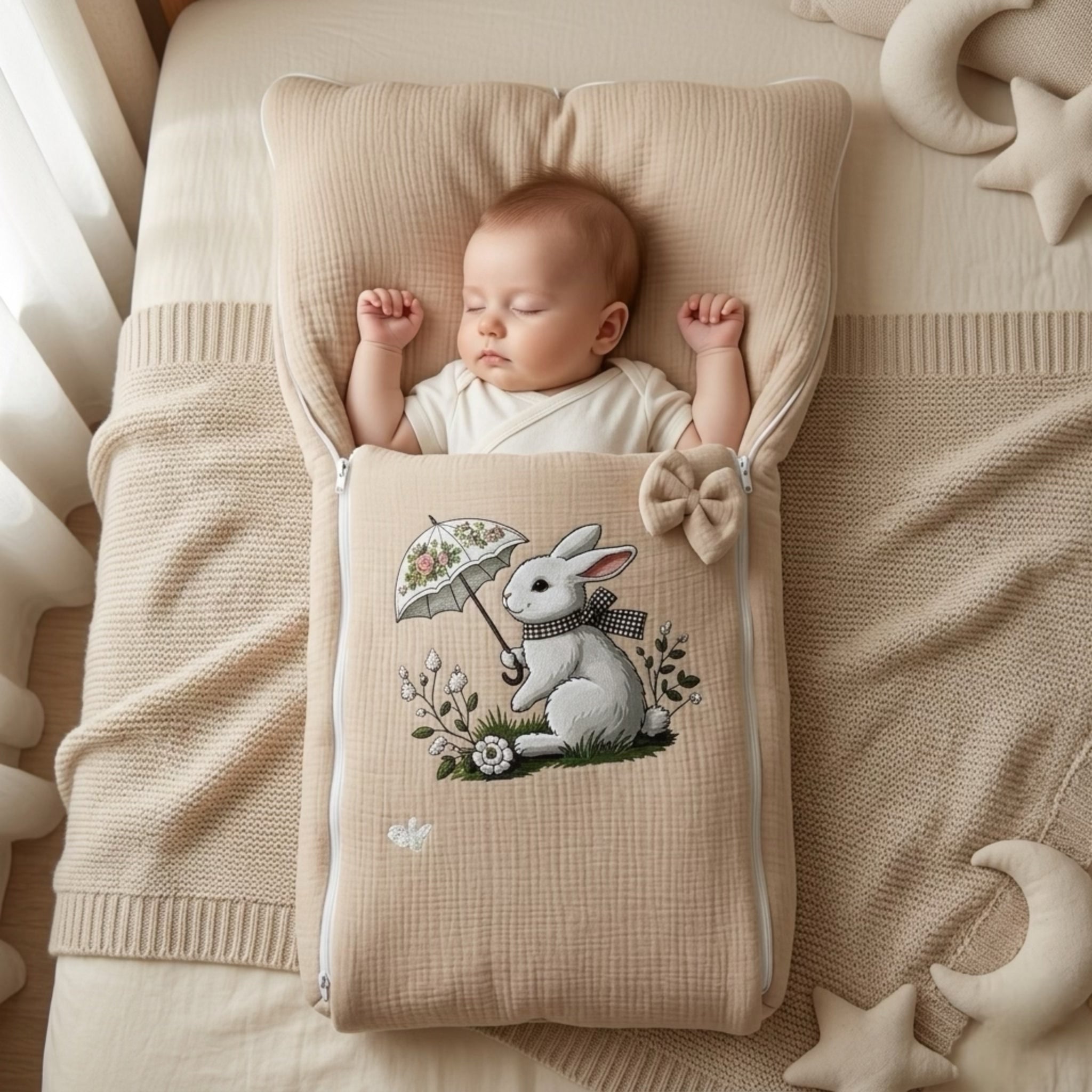 Bunny Beige Garden Muslin Sleeping Bag