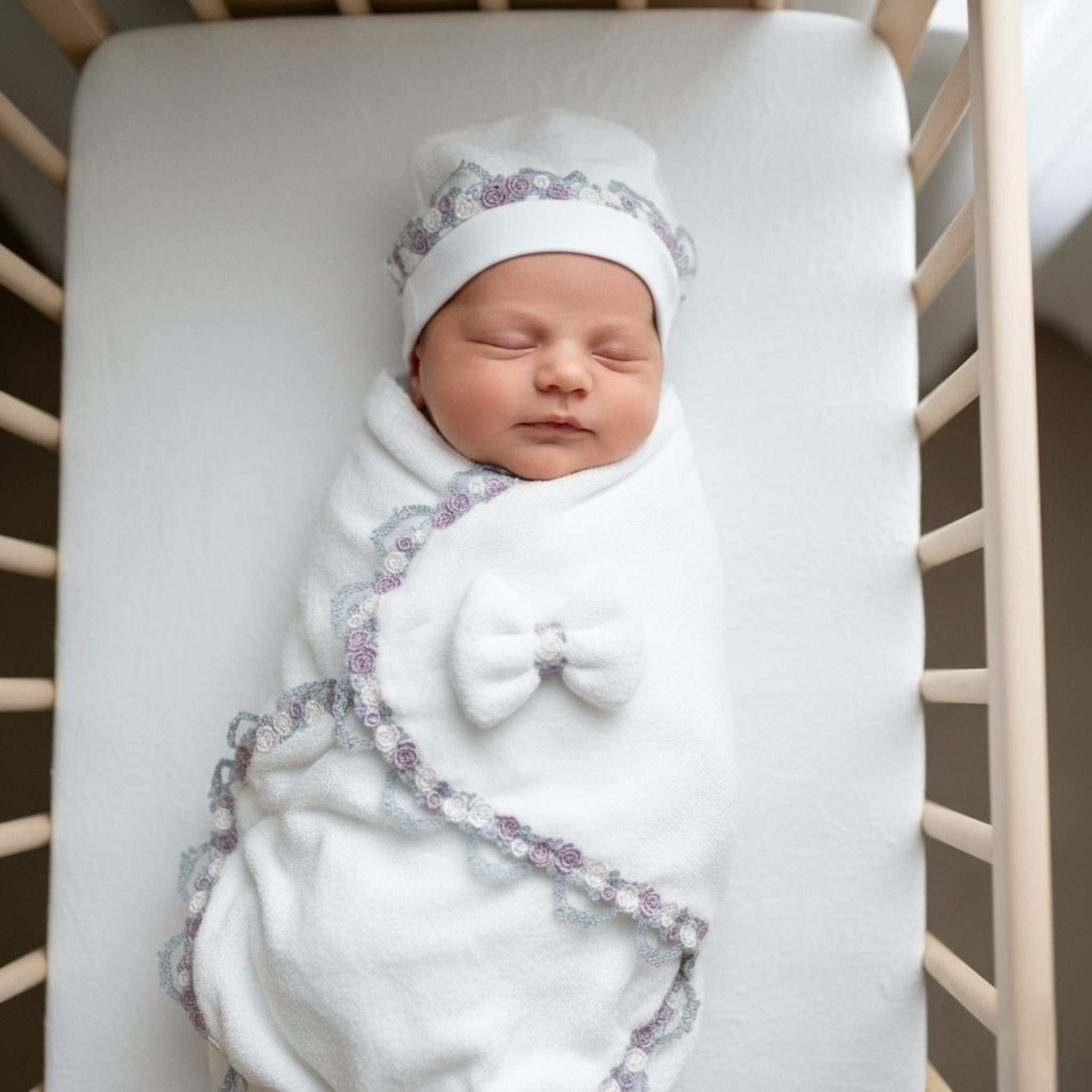 Ivory Lumière French Lace Swaddle Set