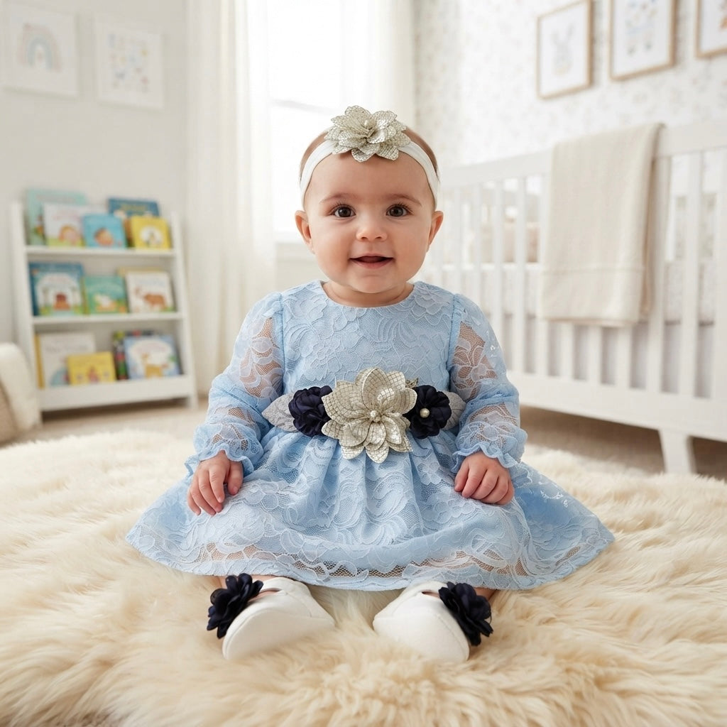 Celeste Bloom French Lace Frock Set