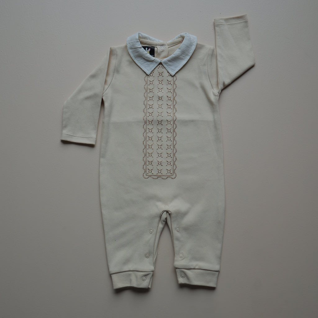 Cream Vintage Lace Panel Romper