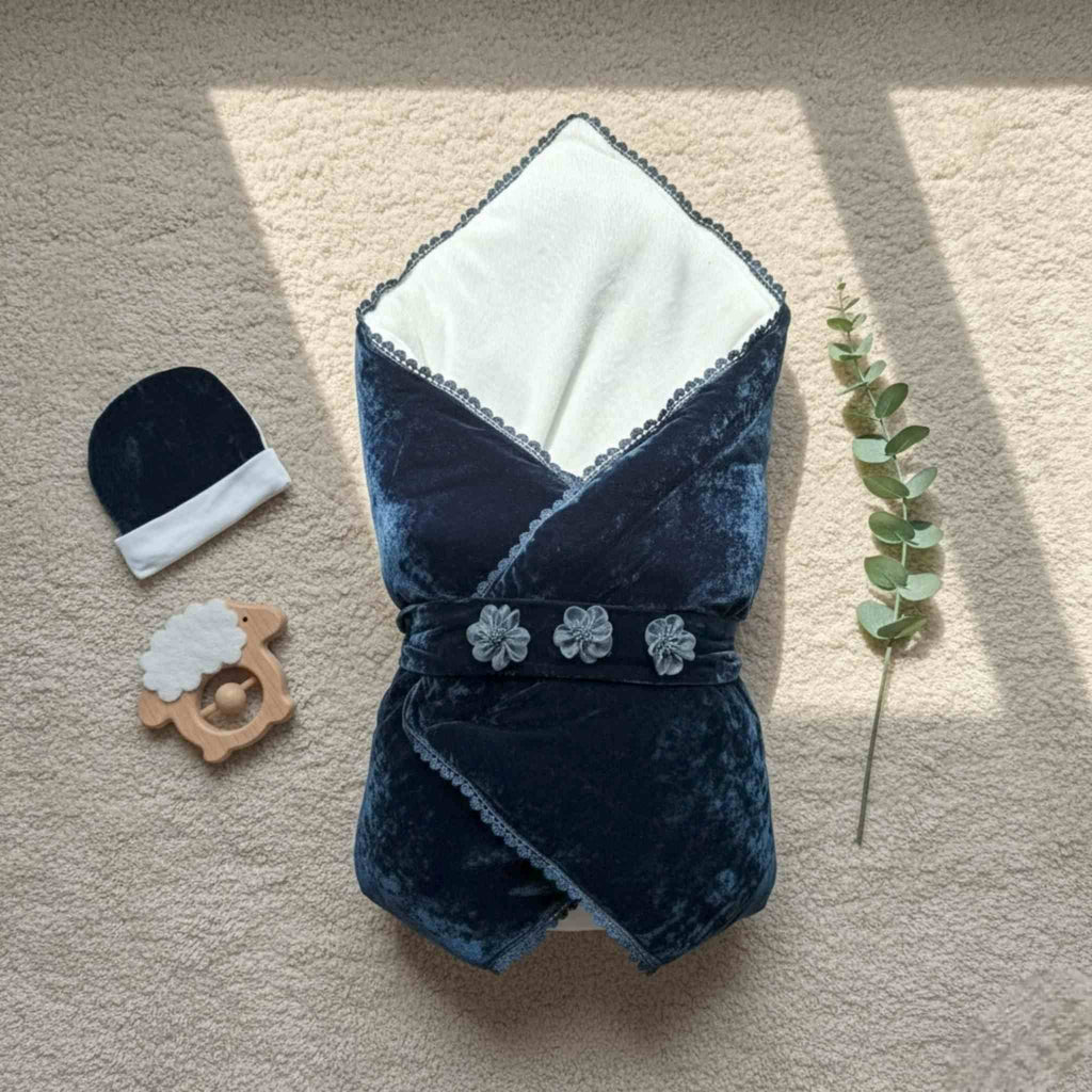 Midnight Velvet Winter Drape & Cap Set