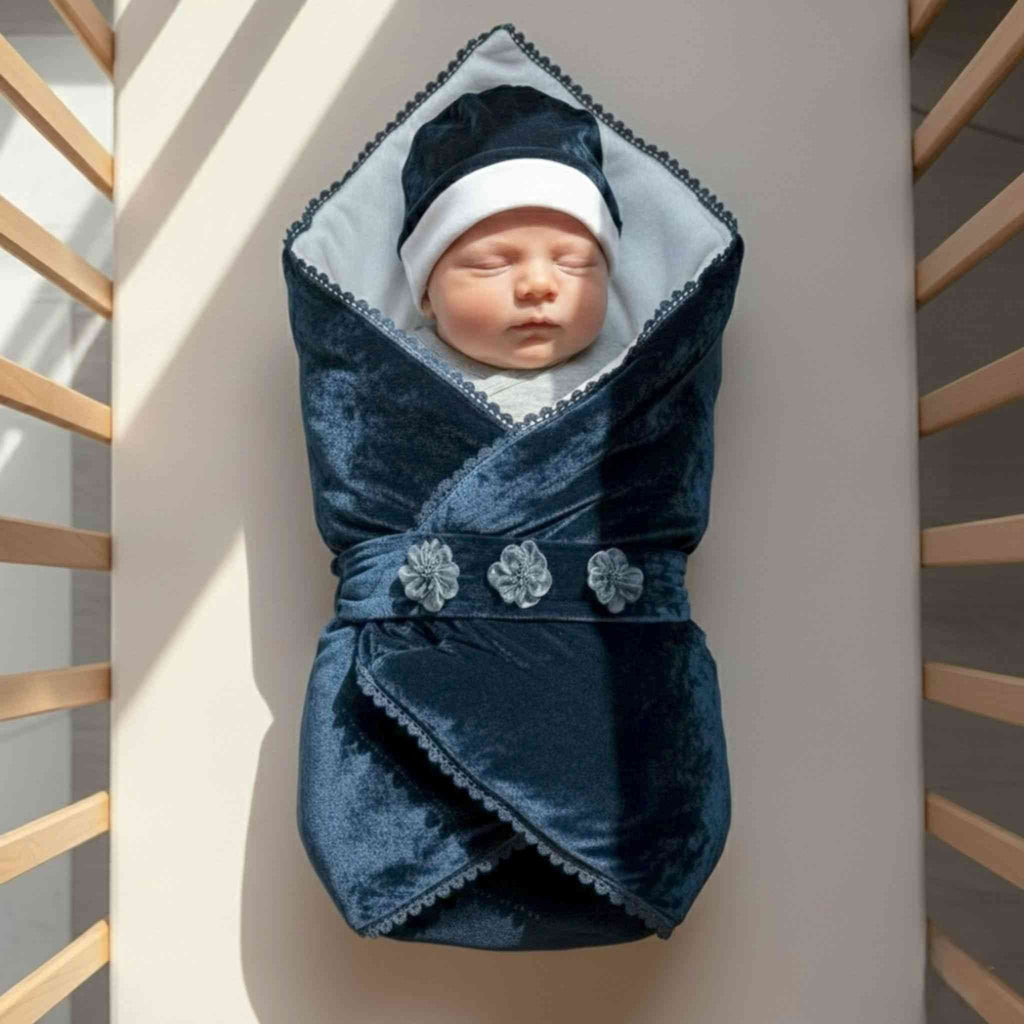 Midnight Velvet Winter Drape & Cap Set