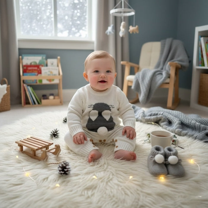 Ivory Moon Bunny Knit Jumpsuit