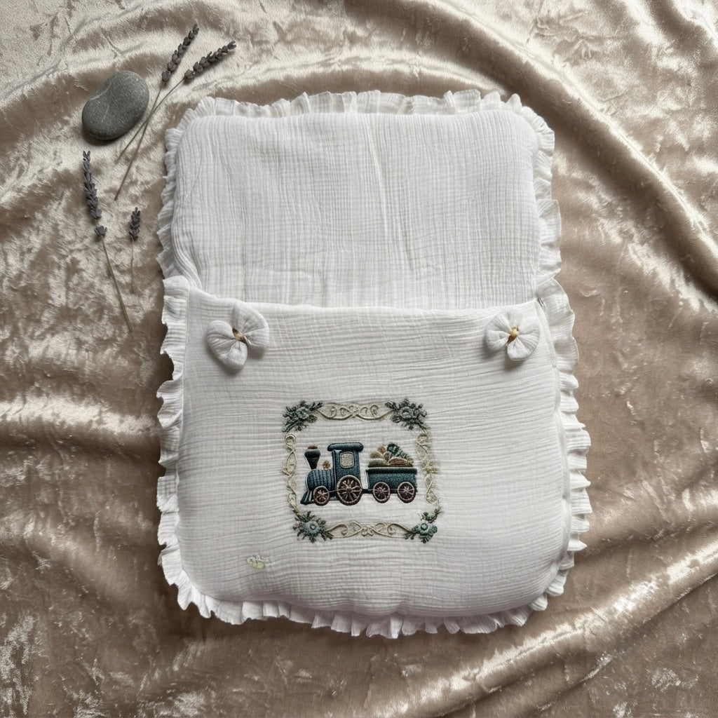 Dreamy Rails Muslin Baby Sleeping Bag