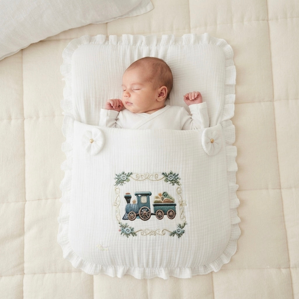 Dreamy Rails Muslin Baby Sleeping Bag