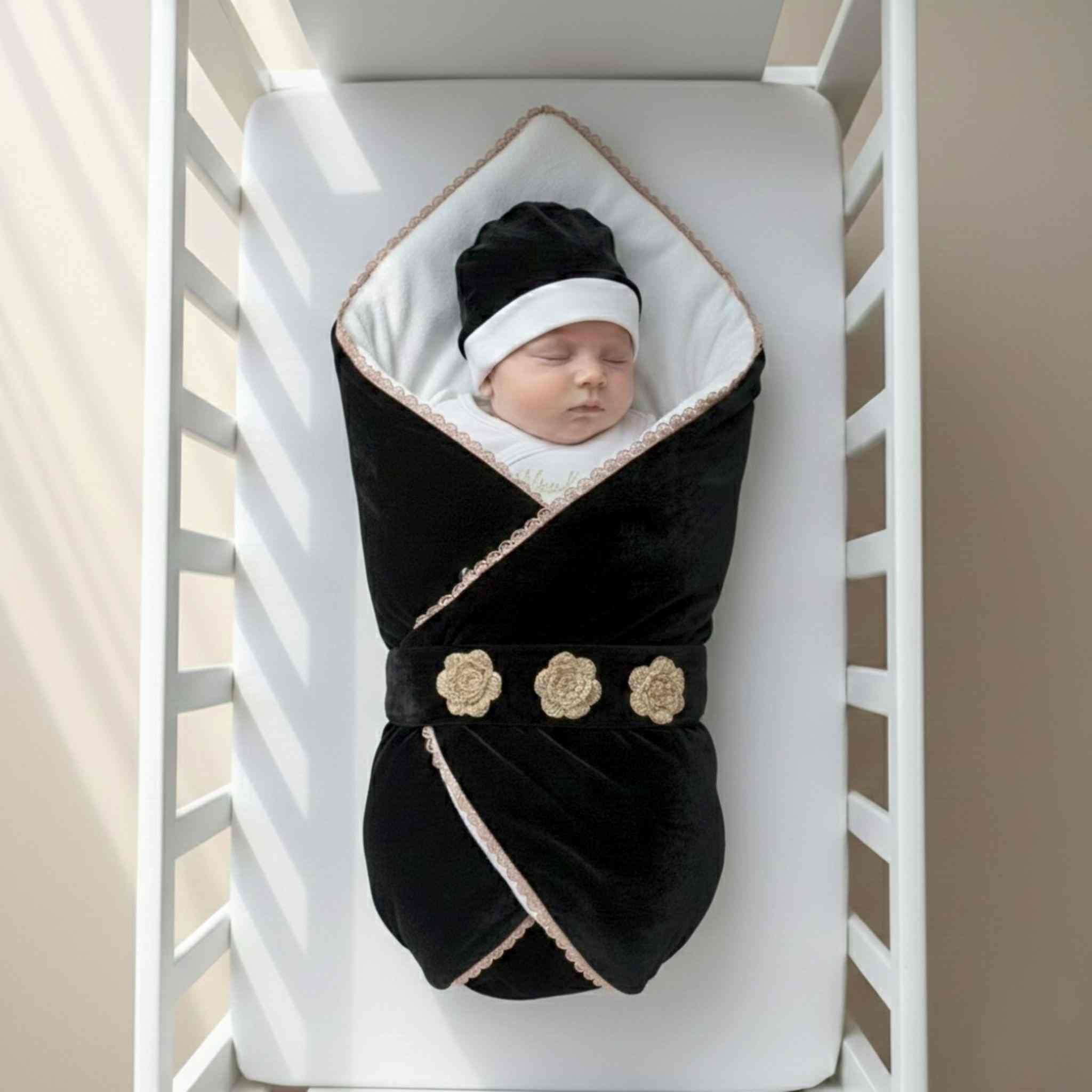 Midnight Velvet Gold Bloom Drape Set