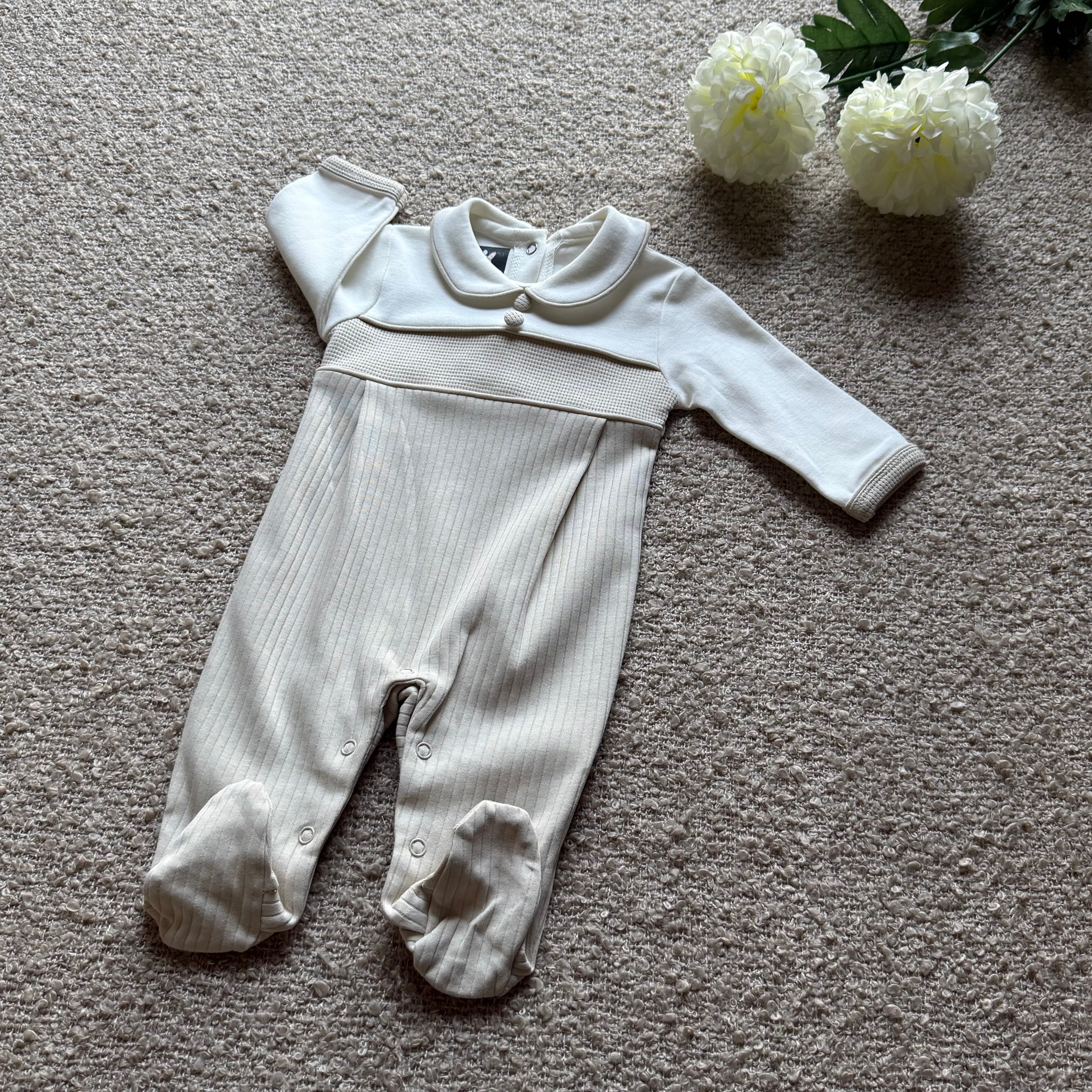 Élégance Knit Panel Romper – Ivory