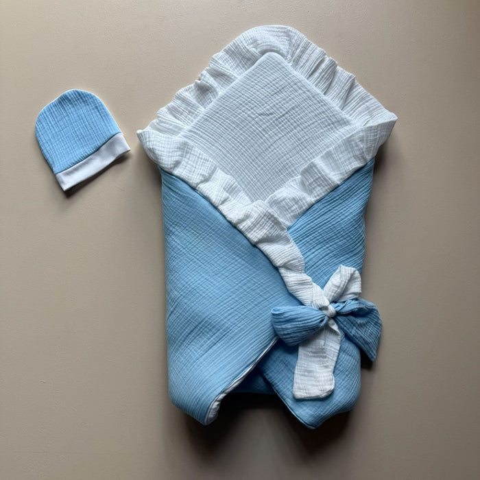 Powder Blue Heirloom Reversible Muslin Drape Set