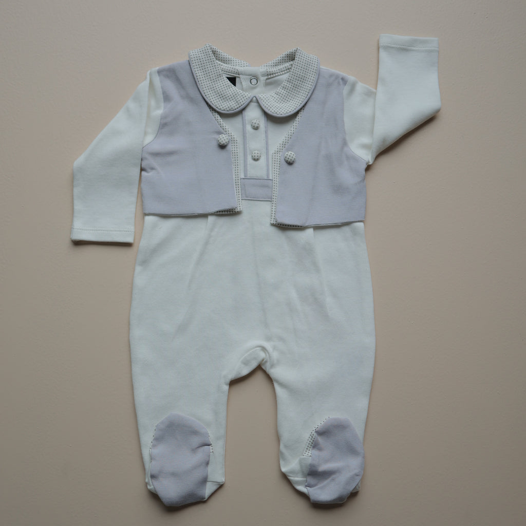 Grey Dots & Collar Romper