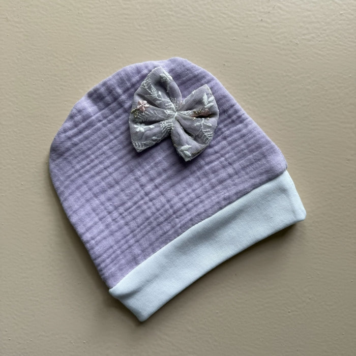 Lavender Bloom Muslin Drape & Cap Set