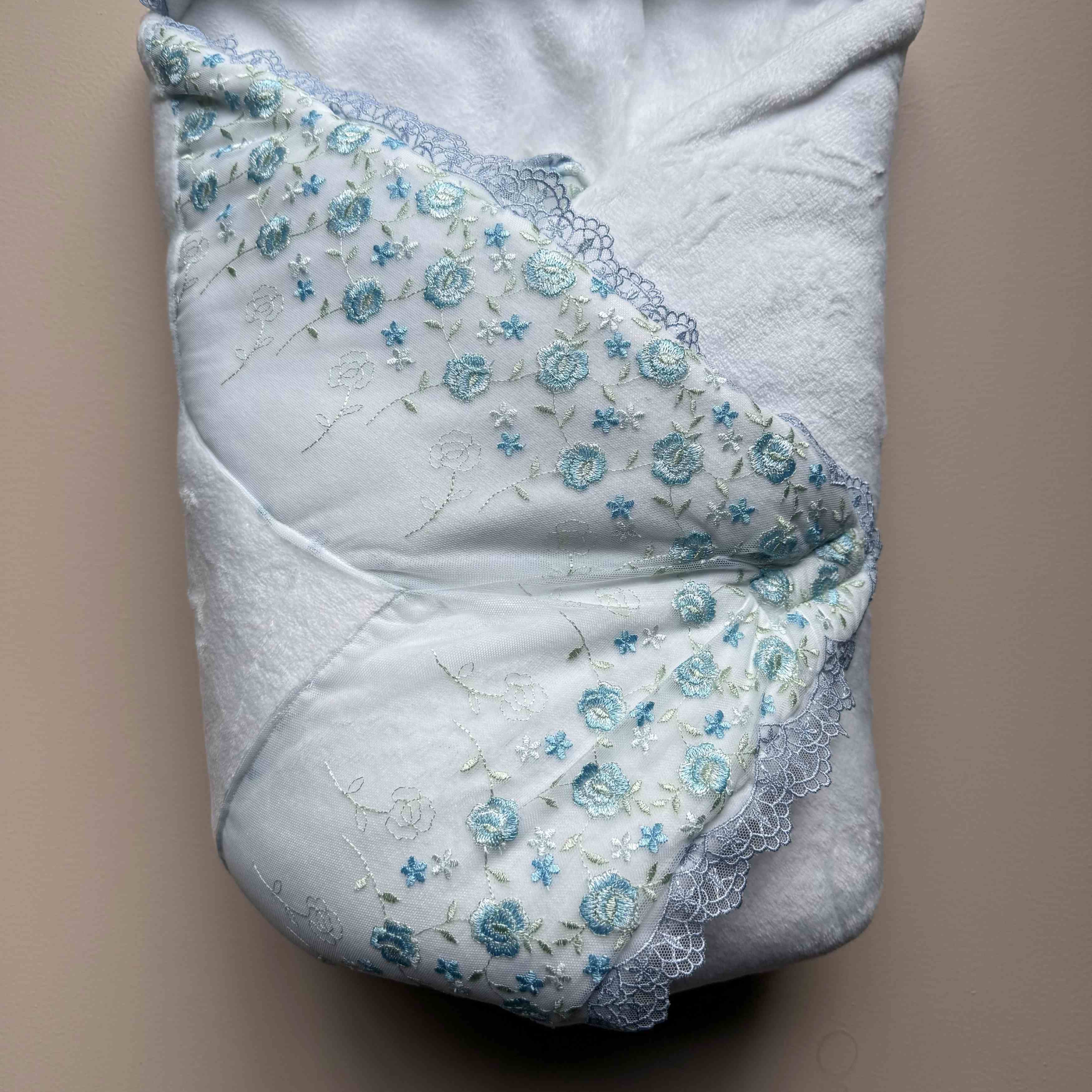 SnowBloom Blue Hooded Baby Drape