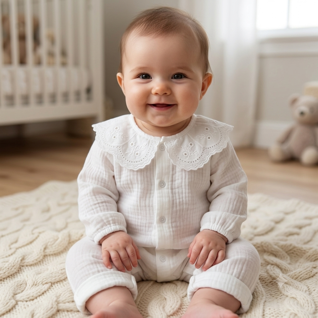 Heirloom Lace Muslin Romper – Ivory