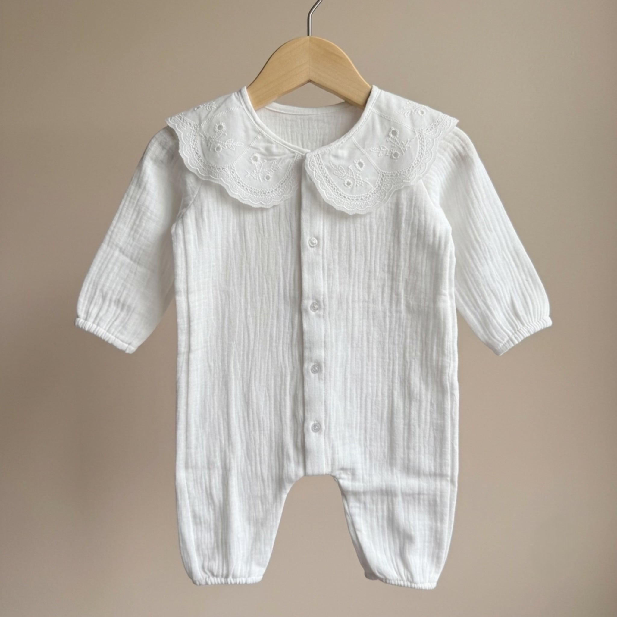 Heirloom Lace Muslin Romper – Ivory
