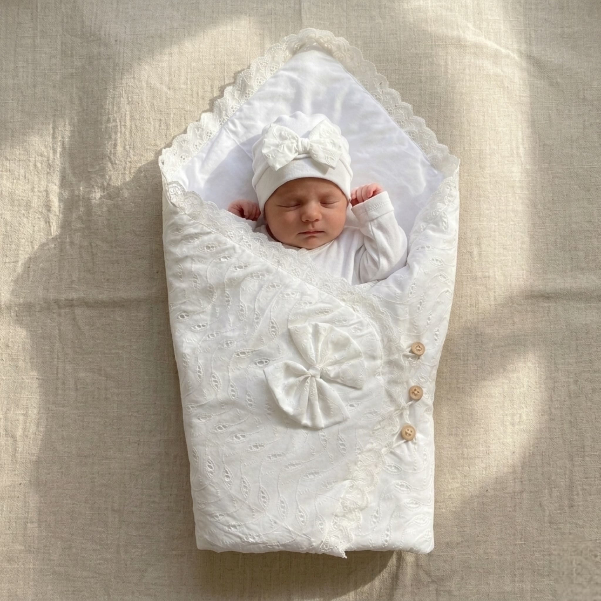 Heritage Lace Heirloom Baby Drape and Cap Set