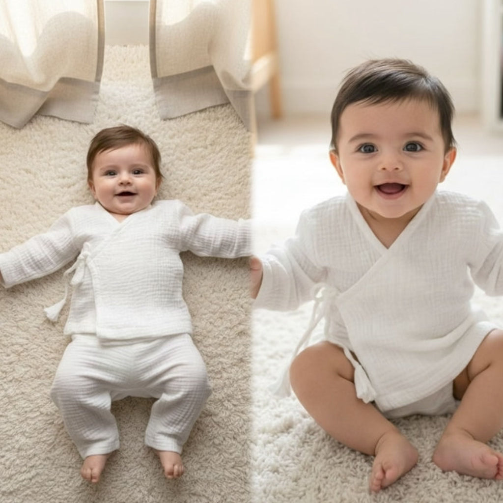 Ivory Heirloom Muslin Jhabla & Pants Set