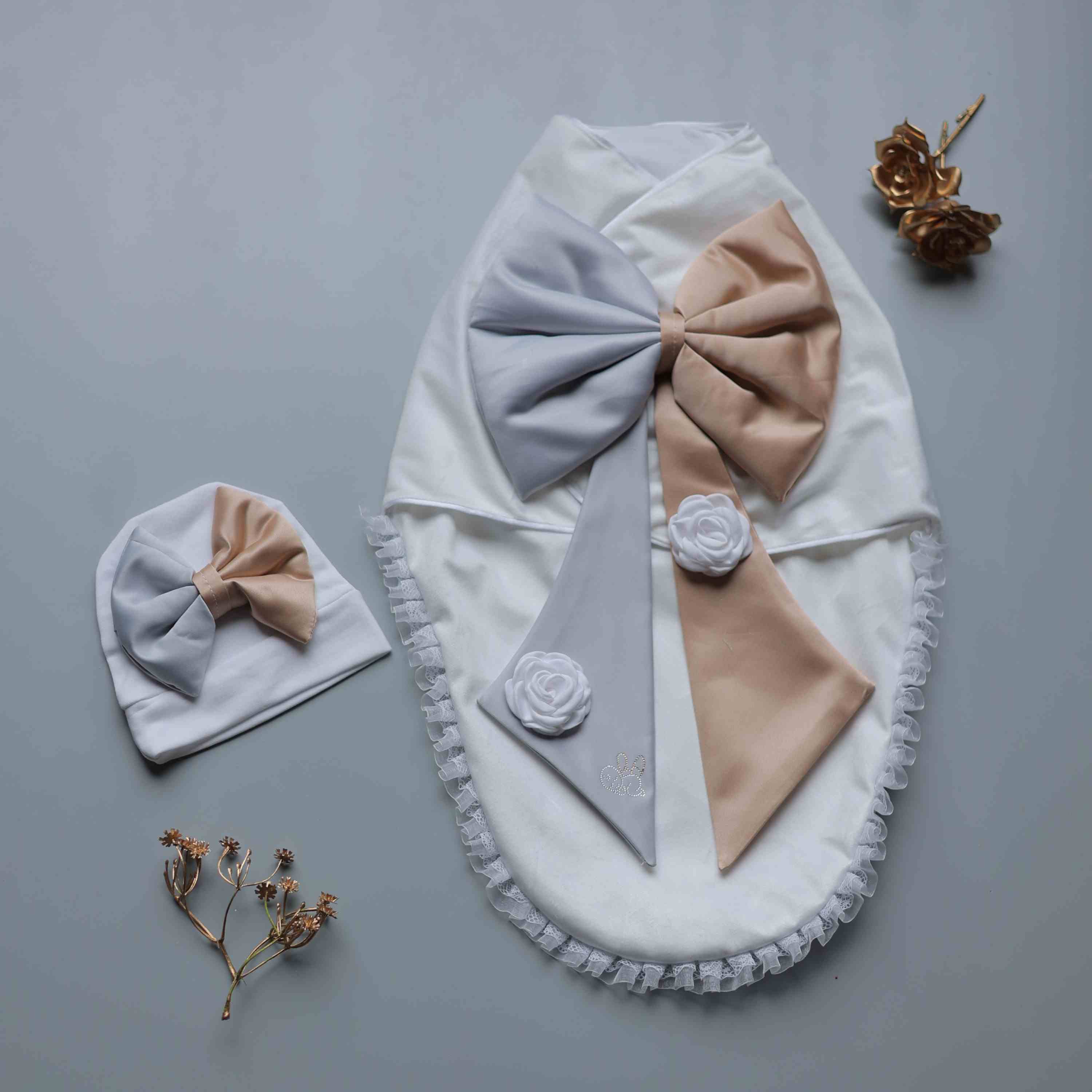Luxe Dove Bow Swaddle Set
