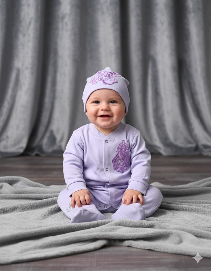 Lavender LoveBug Romper Set