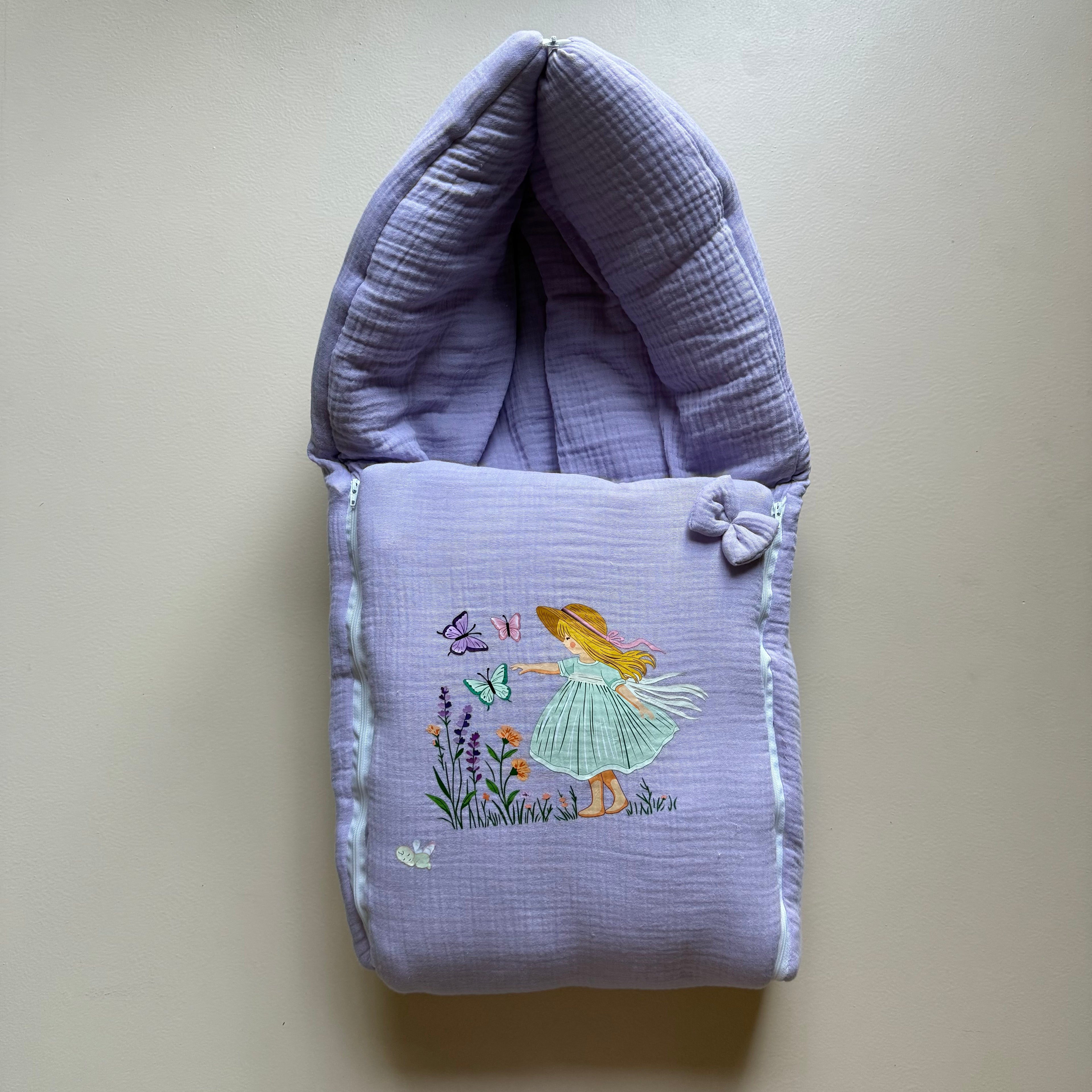 Lavender Butterfly Meadow Muslin Sleeping Bag