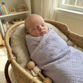 Lavender Mist Muslin Lace Trim Baby Swaddle