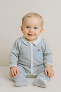 Light Grey Little House Footed Romper