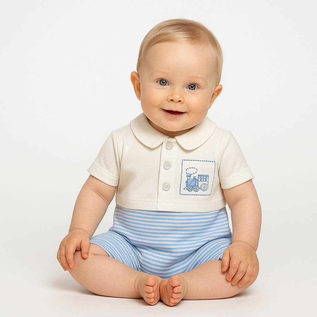 Little Conductor Stripes Romper