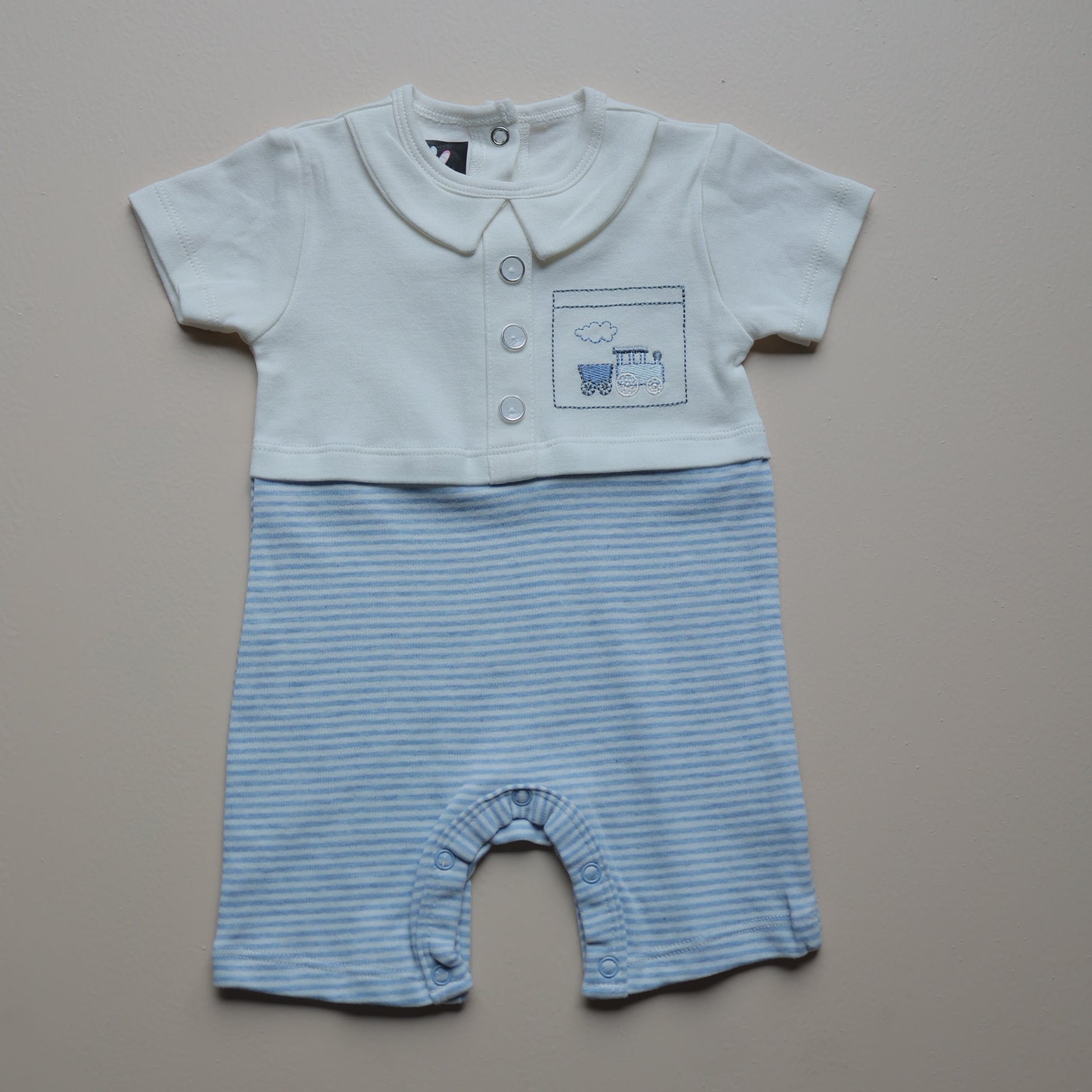 Little Conductor Stripes Romper
