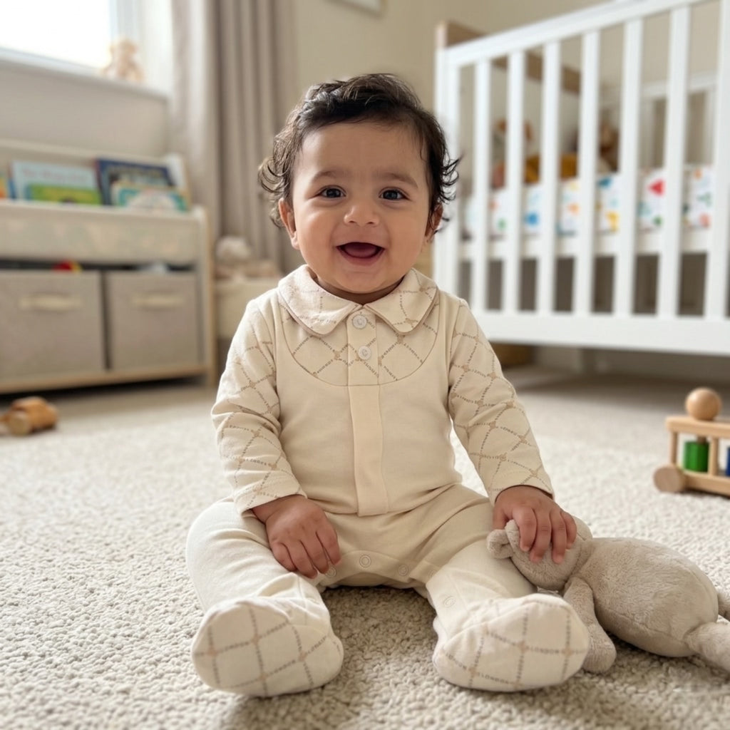 Maison Bébé Signature Print Romper – Ivory