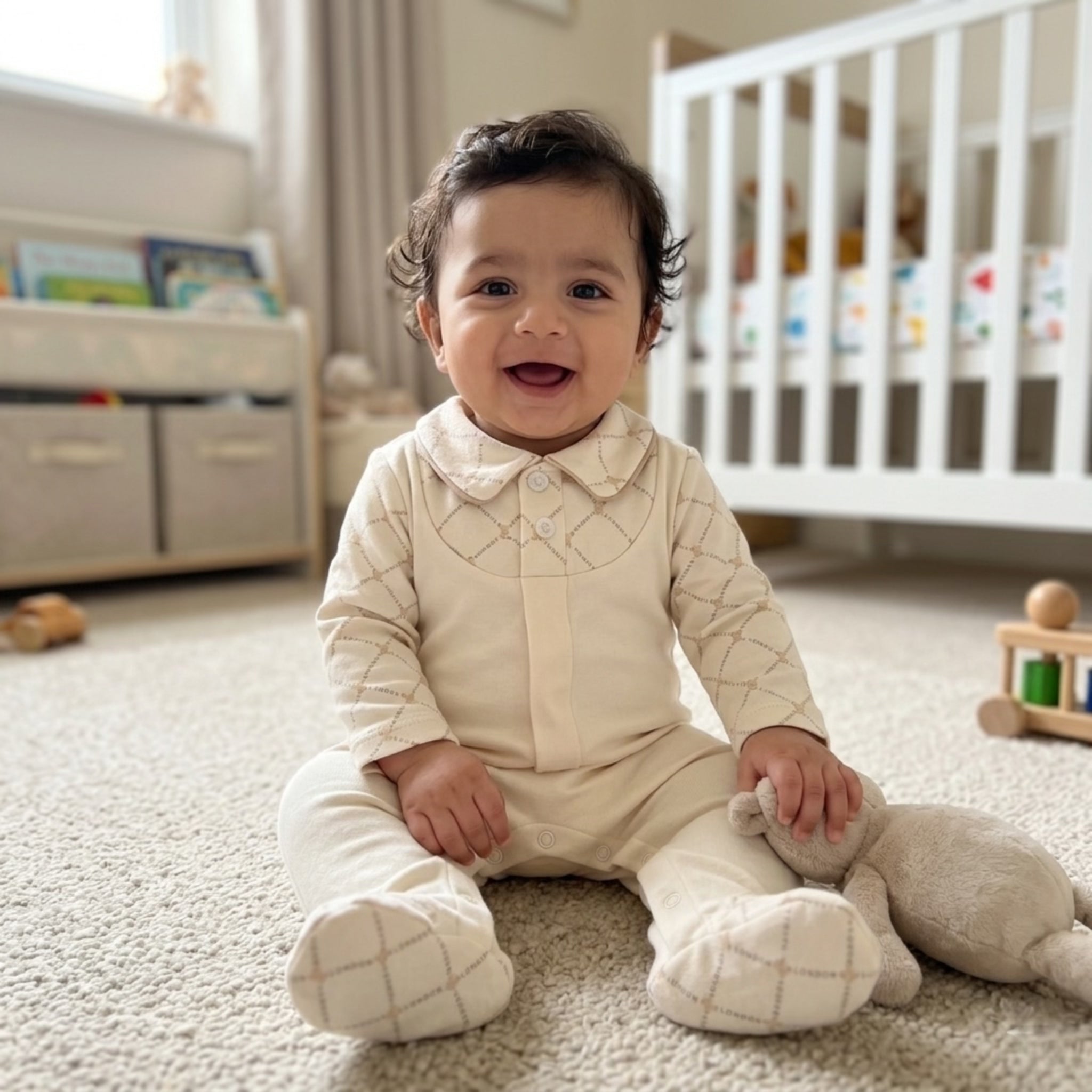 Maison Bébé Signature Print Romper – Ivory