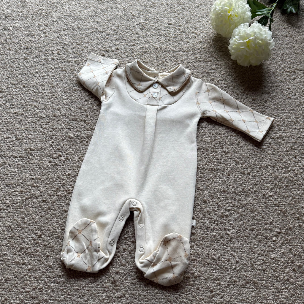 Maison Bébé Signature Print Romper – Ivory